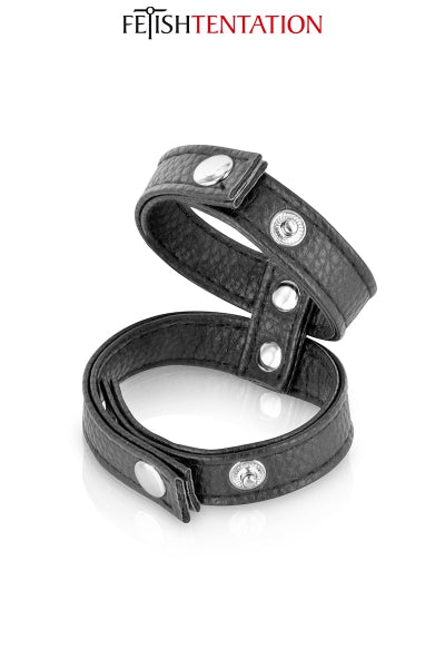 Double cockring en simili cuir Fetish Tentation