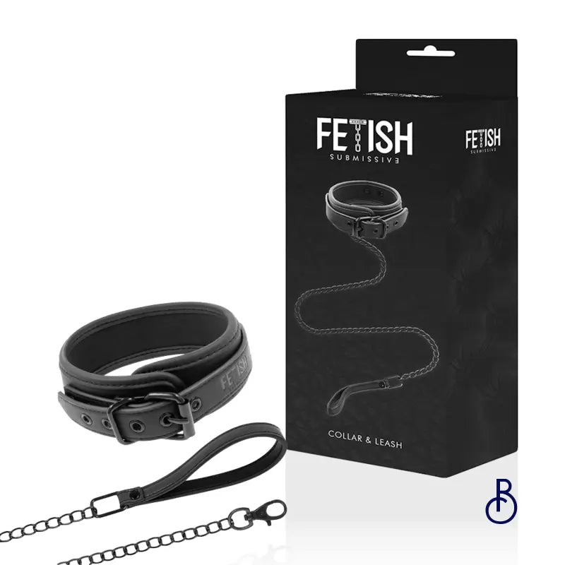 Collier BDSM Doublure en Néoprène avec Chaîne - Boudoir