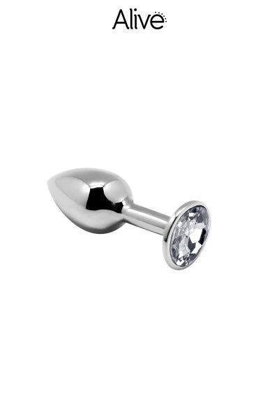 Plug anal en métal bijou transparent S – Alive