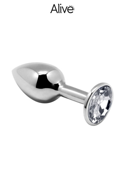 Plug anal en métal bijou transparent L – Alive