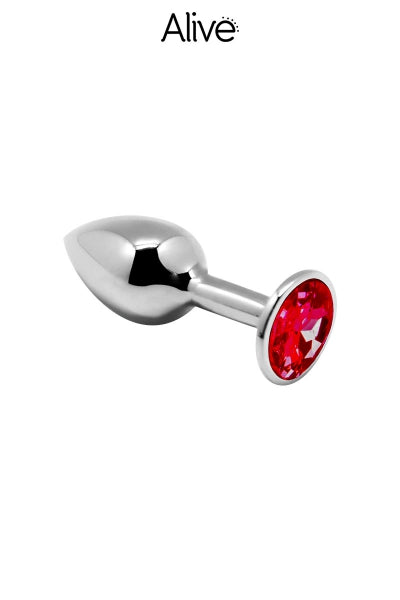 Plug anal en métal bijou rouge M – Alive