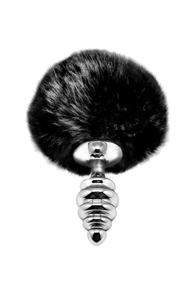 Plug anal en métal Fluffy Twist S noir – Alive