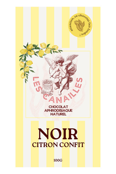 Aphrodisische dunkle Schokolade mit kandierter Zitrone - Tafel 100g