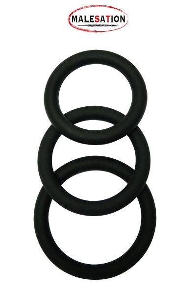 Set de 3 cockrings en silicone Malesation