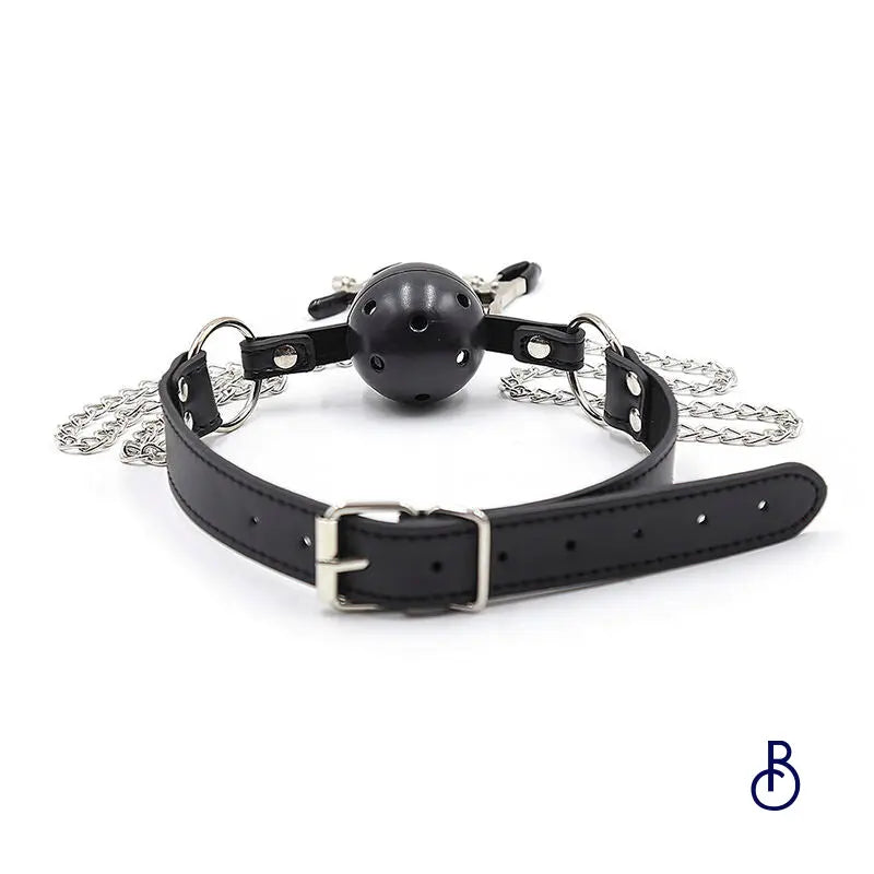 Baillon Bdsm Boule Rigide et Pinces à Seins - Boudoir Nimois
