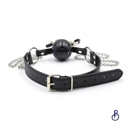 Baillon Bdsm Boule Rigide et Pinces à Seins - Boudoir Nimois