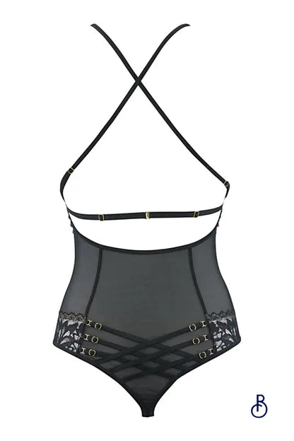Body string tulle et dentelle noir V-10100 - Axami