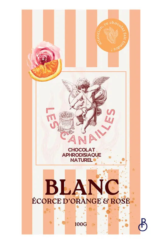 Chocolat blanc écorce d’orange et rose - Tablette 100g
