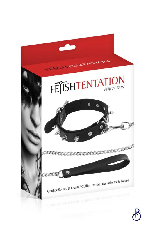 Collier BDSM à pointes & laisse - Boudoir Nimois