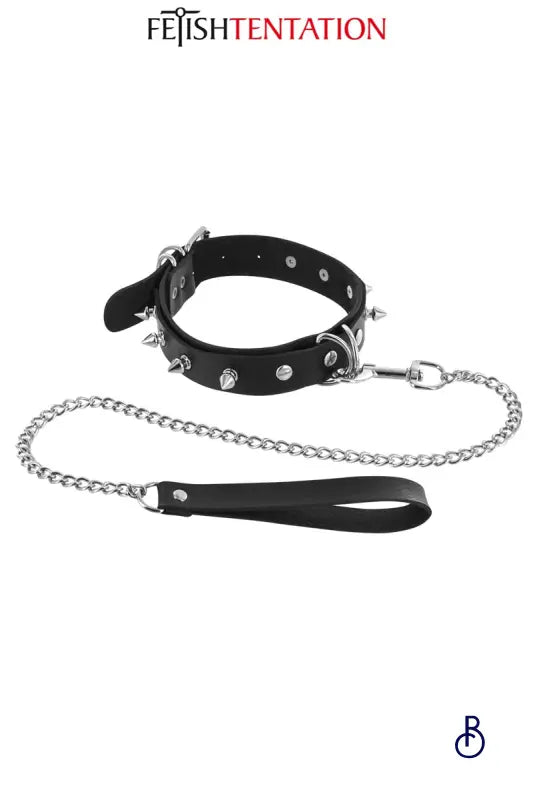 Collier BDSM à pointes & laisse - Boudoir Nimois