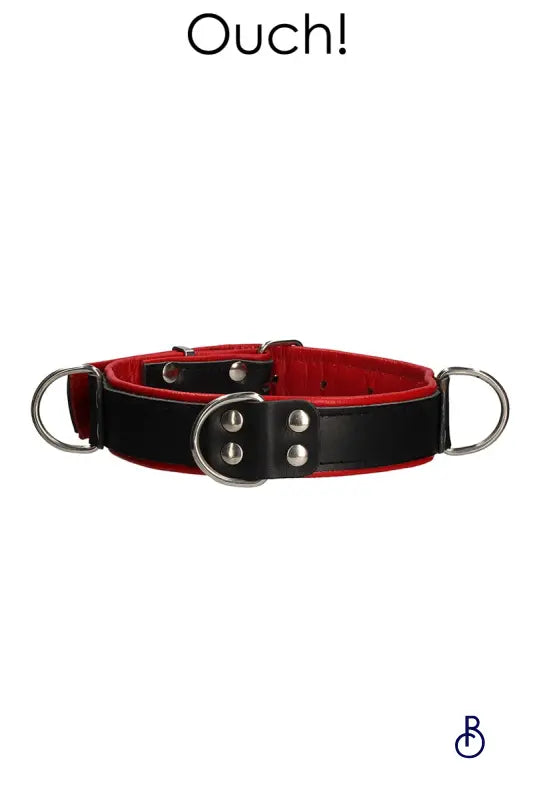 Collier BDSM Deluxe rouge et noir - Boudoir Nimois