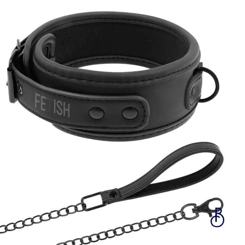 Collier BDSM Doublure en Néoprène avec Chaîne - Boudoir