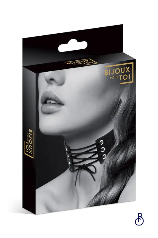 Collier BDSM large lacé devant - Boudoir Nimois