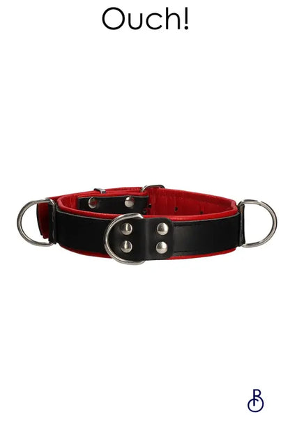 Collier Bondage Deluxe rouge et noir - Ouch! - Boudoir