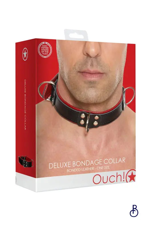 Collier Bondage Deluxe rouge et noir - Ouch! - Boudoir
