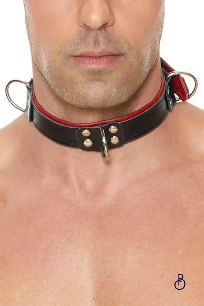 Collier Bondage Deluxe rouge et noir - Ouch! - Boudoir