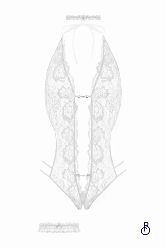 Ensemble body ouvert Renee blanc - Christine - Boudoir