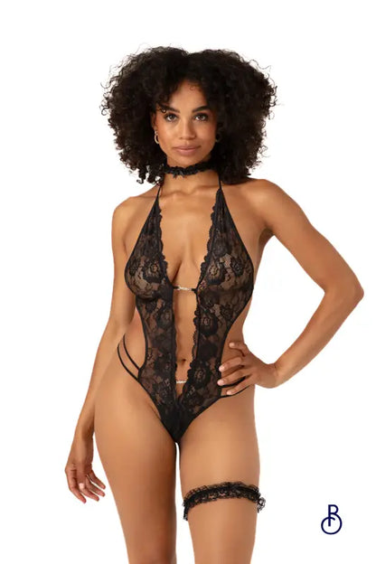Ensemble body ouvert Renee noir - Christine - Boudoir Nimois