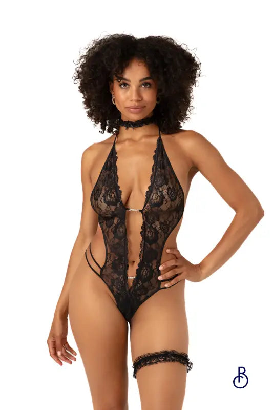 Ensemble body ouvert Renee noir - Christine - Boudoir Nimois