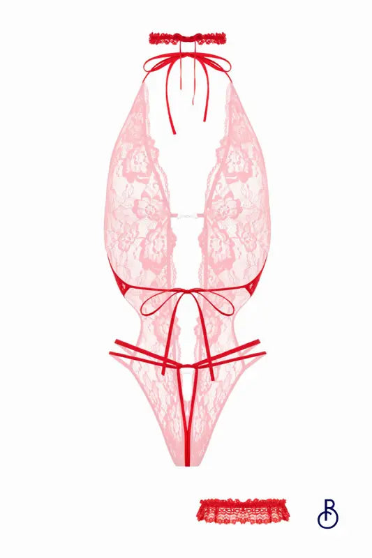 Ensemble body ouvert Renee rouge - Christine - Boudoir