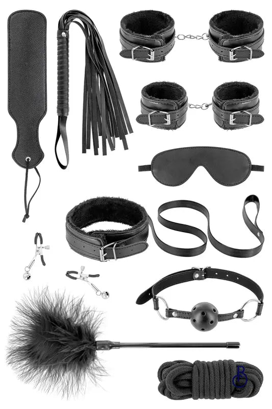 Kit BDSM Noir 10 Pièces - Boudoir Nimois