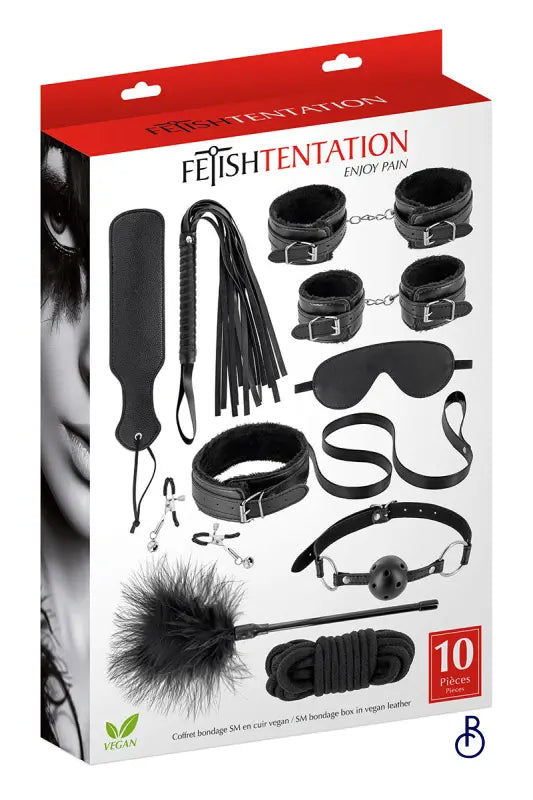 Kit BDSM Noir 10 Pièces - Boudoir Nimois