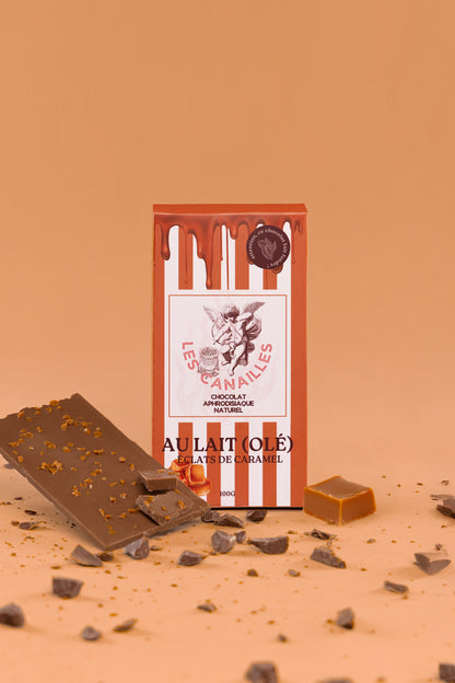 Aphrodisiakische Milchschokolade mit Karamellstückchen – 100g Tafel