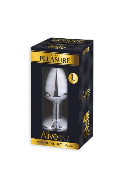 Plug anal en métal bijou transparent L – Alive