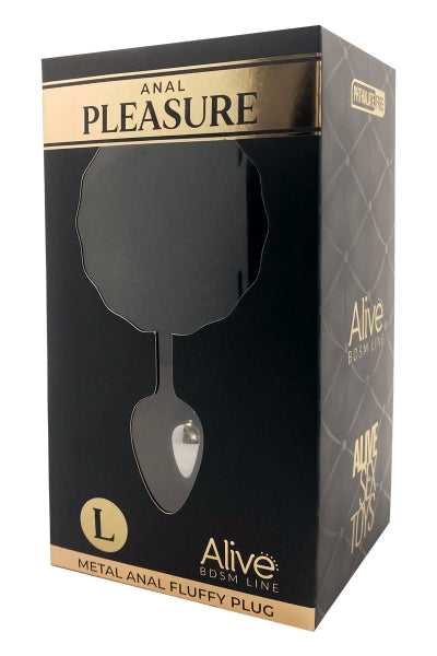 Plug anal en métal Fluffy L noir – Alive