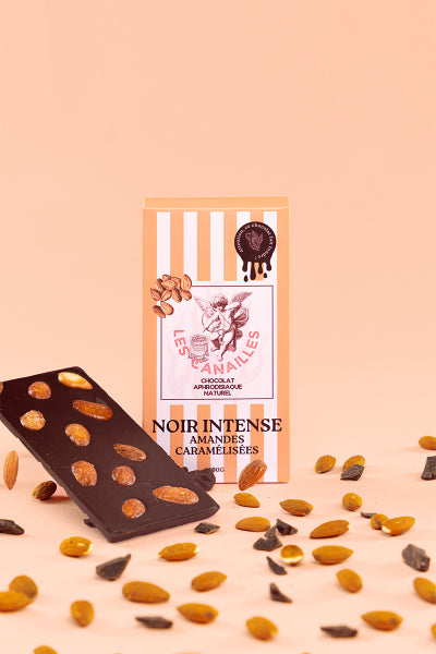 Aphrodisiac Chocolate with Caramelized Almonds - 100g Bar
