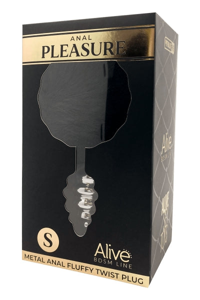 Plug anal en métal Fluffy Twist S noir – Alive