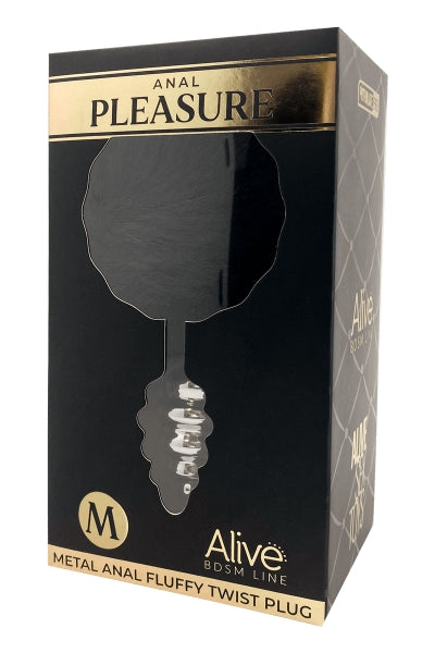 Plug anal métal Fluffy Twist M noir – Alive