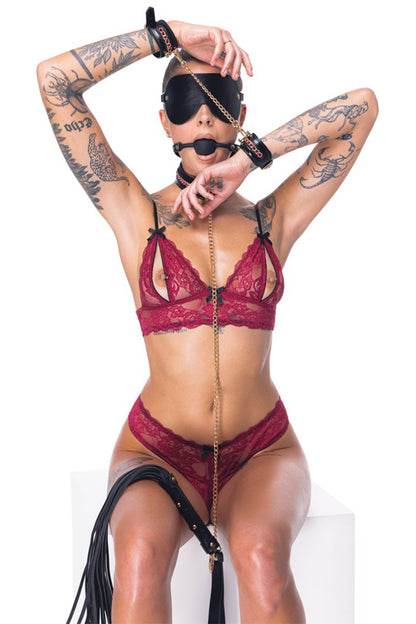 7-teiliges schwarzes Fetisch-BDSM-Set