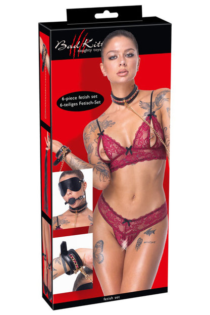 7-teiliges schwarzes Fetisch-BDSM-Set