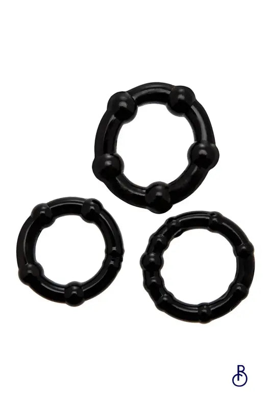 Set 3 Cockrings noir Babooom - Wooomy - Boudoir Nimois