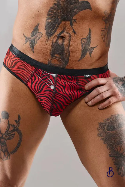 Slip Homme Brésilien Zébré Rouge et Noir – Regnes - Boudoir