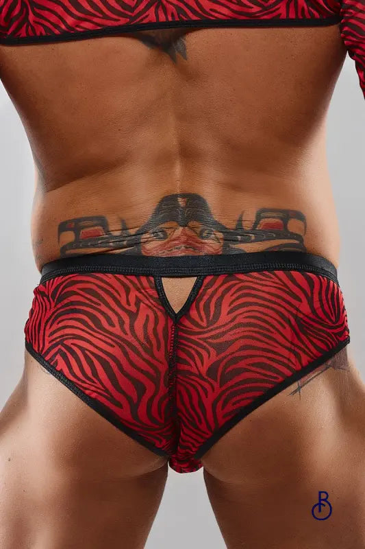 Slip Homme Brésilien Zébré Rouge et Noir – Regnes - Boudoir